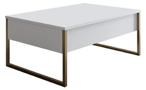 Masuta cafea Luxe, alb/auriu, PAL/metal, 90x60x40 cm