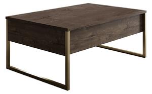 Masuta cafea Luxe, nuc/auriu, PAL/metal, 90x60x40 cm