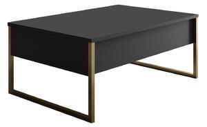 Masuta cafea Luxe, gri antracit/auriu, PAL/metal, 90x60x40 cm