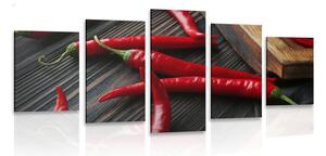 Tablou 5-piese bord cu ardei chili