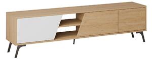Comoda TV FIONA, stejar/alb, PAL melaminat, 180x36x48 cm