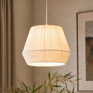 Lindby Lampă suspendată Vitore, Ø 40 cm, textil, alb, reglabil, Alb, Camera de zi / sufragerie, Țesătură / Textil, Scandinavă