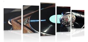 Tablou 5-piese gramofon cu o placă de vinil