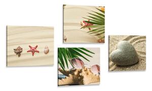 Set tablouri natura moartă a unei plaje cu nisip