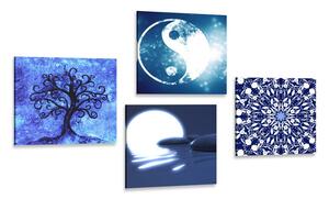Set tablouri Feng Shui în design albastru