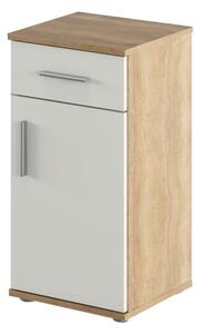 Dulap baie LESSY NEW 03, stejar sonoma/alb, DTD laminat, cu o usa si u