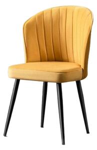Set 4 scaune RUBI, galben/negru, stofa catifelata/metal, 52x42x85 cm