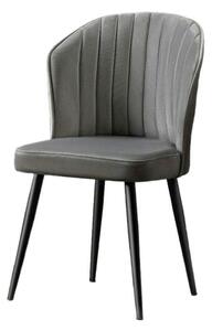 Set 2 scaune RUBI, gri inchis/negru, stofa catifelata/metal, 52x42x85