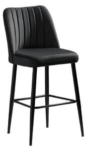 Set 2 scaune bar VENTO, gri antracit/negru, stofa catifelata/metal, 49
