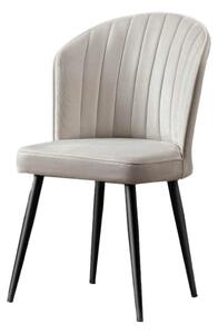 Set 2 scaune RUBI, crem/negru, stofa catifelata/metal, 52x42x85 cm
