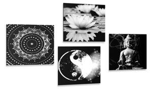 Set tablouri Feng Shui în design alb-negru