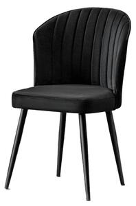 Set 2 scaune RUBI, negru, stofa catifelata/metal, 52x42x85 cm