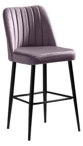 Set 2 scaune bar VENTO, lila/negru, stofa catifelata/metal, 49x45x99 c