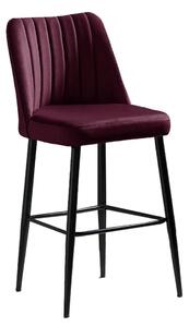 Set 2 scaune bar VENTO, rosu/negru, stofa catifelata/metal, 49x45x99 c