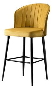 Set 2 scaune bar RUBI, galben/negru, stofa catifelata/metal, 52x42x97