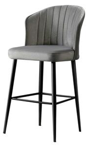Set 2 scaune bar RUBI, gri/negru, stofa catifelata/metal, 52x42x97 cm