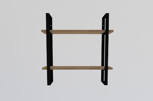 Raft BUBA, stejar/negru, PAL melaminat, 70x22x70 cm