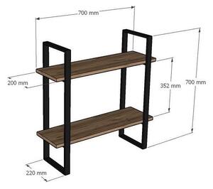 Raft BUBA, stejar/negru, PAL melaminat, 70x22x70 cm