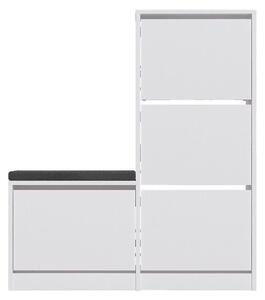 Pantofar DUDE, alb/gri, PAL melaminat/stofa, 105x26x119 cm
