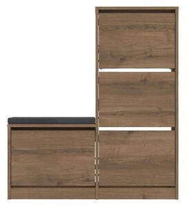 Pantofar DUDE, stejar inchis, stofa/PAL melaminat, 105x26x119 cm