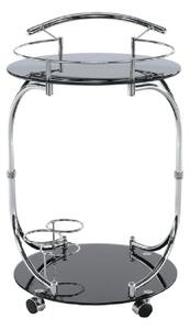 Carucior servire VESNA, crom/negru, sticla/metal, 52x45x74 cm