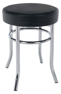 Taburet IRENA, negru/crom, metal/piele ecologica, 33x33x43 cm