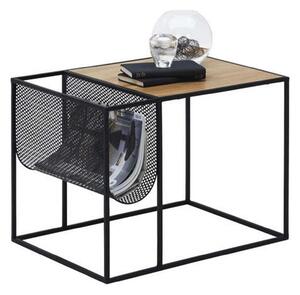 Masuta cafea FLYN, stejar/negru, metal, 55x40x45 cm
