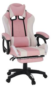 Scaun de birou JOVELA, roz/alb, piele ecologica, 65x65x114/124 cm