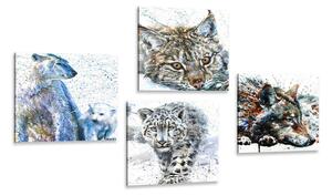 Set tablouri animale în design interesant de acuarelă