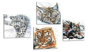 Set tablouri animale în design frumos de acuarelă