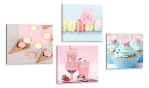 Set tablouri delicatețe dulce cu băutură
