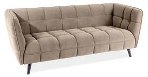 Canapea CASTELLO 3, bej/wenge, stofa catifelata/lemn, 200x85x78 cm