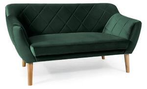 Canapea KARO 2, verde/fag, stofa catifelata/lemn, 140x75x76 cm