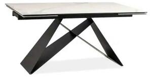 Masa extensibila WESTIN III, alb/negru, sticla/metal, 180-260x90x77 cm