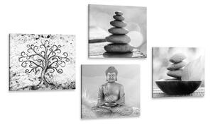 Set tablouri în motivul Feng Shui alb-negru