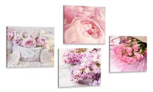 Set tablouri natura moartă delicată a florilor