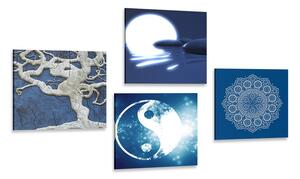 Set tablouri Feng Shui în design albastru