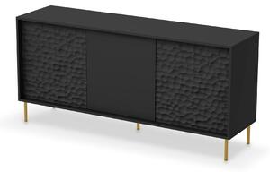 Comoda BULLET, negru/auriu, PAL laminat, 155x41x73 cm