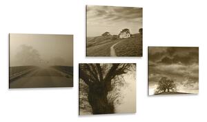 Set tablouri natura misterioasă în design sepia