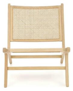 Scaun de gradina FODEN 2, stejar deschis, ratan natural/lemn, 65x82x74