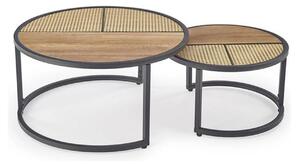 Set 2 masute cafea GARMIN, stejar auriu/negru
