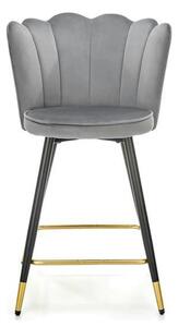 Scaun bar H106, gri/negru, stofa catifelata/otel, 55x58x96 cm