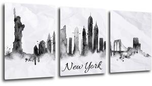 Impresi Tablou New York panorama - 90 x 40 cm (3-piese)
