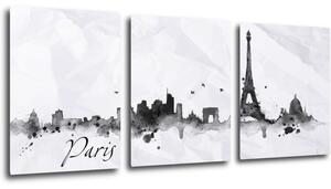 Impresi Tablou Paris panorama - 90 x 40 cm (3-piese)