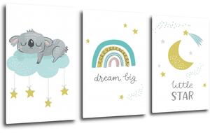 Impresi Obraz Dream big koala - 60 x 30 cm (3-piese)