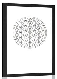Poster cu passepartout Mandala în alb-negru