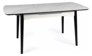 Masa extensibila APOLLO, alb cu efect de marmura/negru, 120/160x80x76