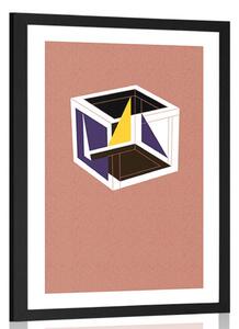 Poster cu passepartout cub în design colorat