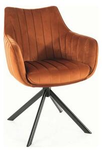 Scaun living rotativ AZALIA, caramiziu/negru, stofa catifelata/metal