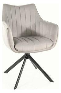 Scaun living rotativ AZALIA, gri deschis/negru, stofa catifelata/metal